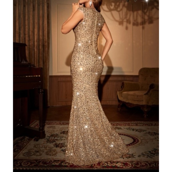 Luxe zip back mermaid hem bridesmaids party formal evening wedding dress - Picture 9 of 14